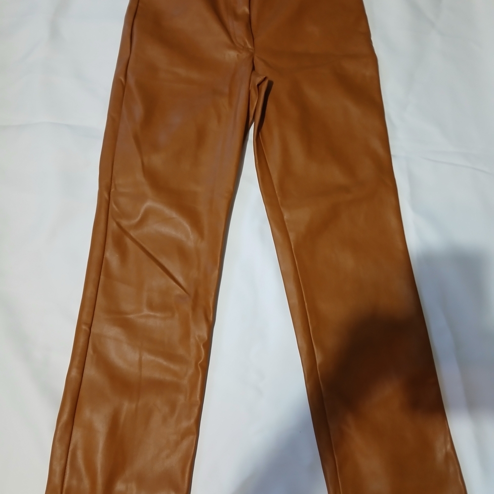 7 For All Mankind Brown Faux Leather Pants